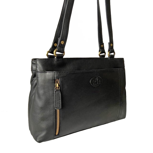 Rowallan Black Leather Handbag, Shoulder Bag