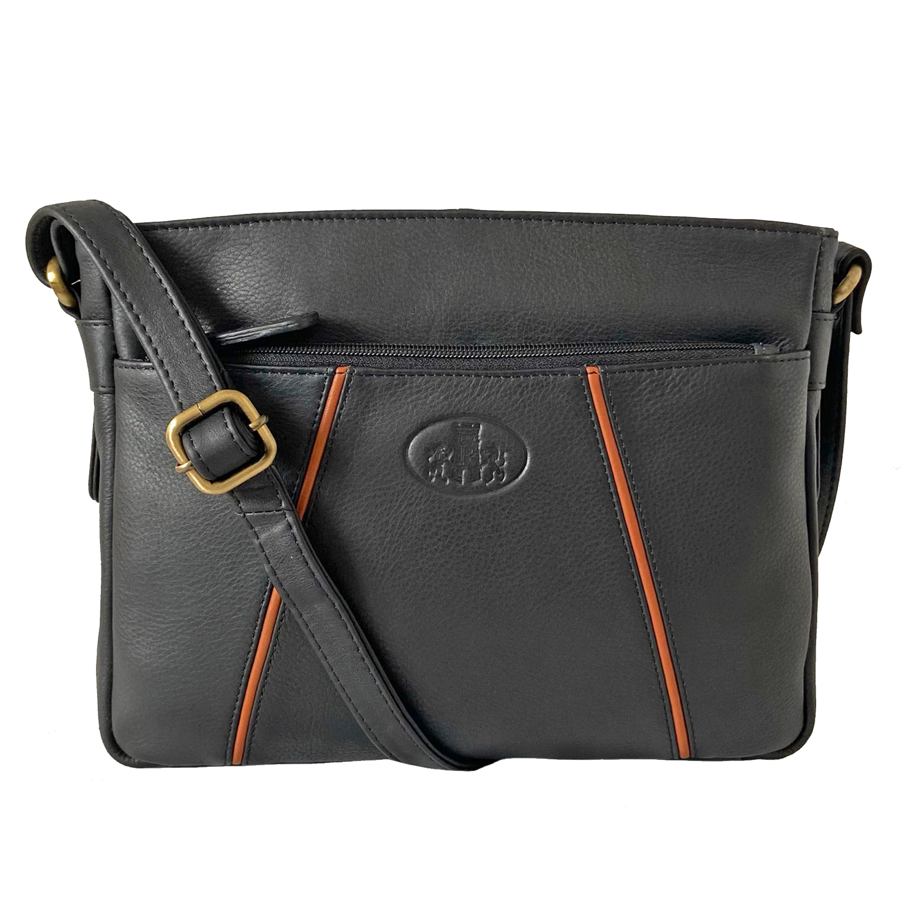 Rowallan Black Leather Handbag, Shoulder Bag