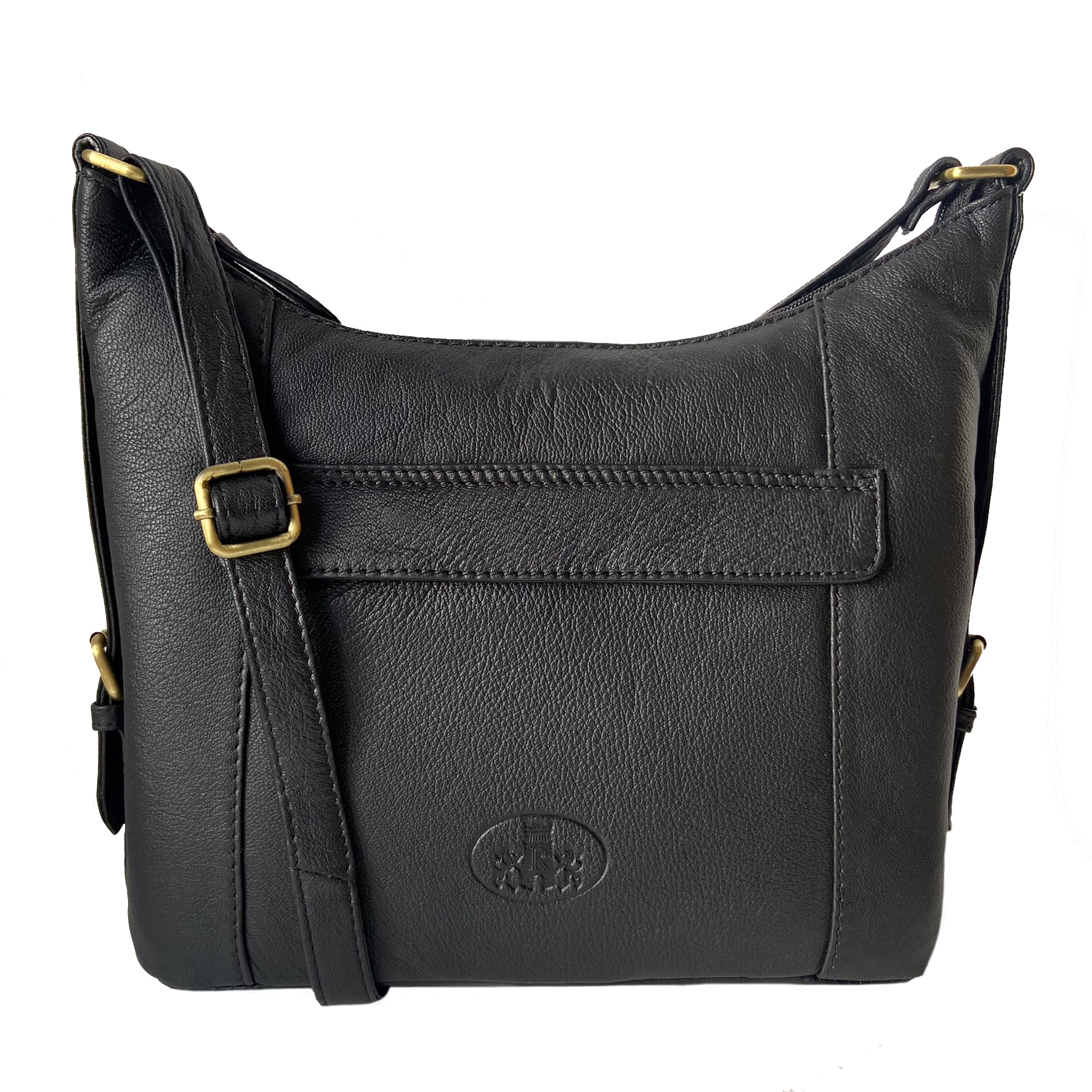 Rowallan Black Leather Handbag, Shoulder Bag, Cross Body Bag