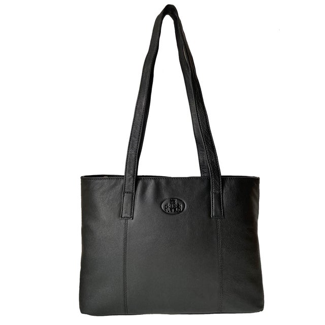 Rowallan Black Leather Shoulder Bag, Handbag