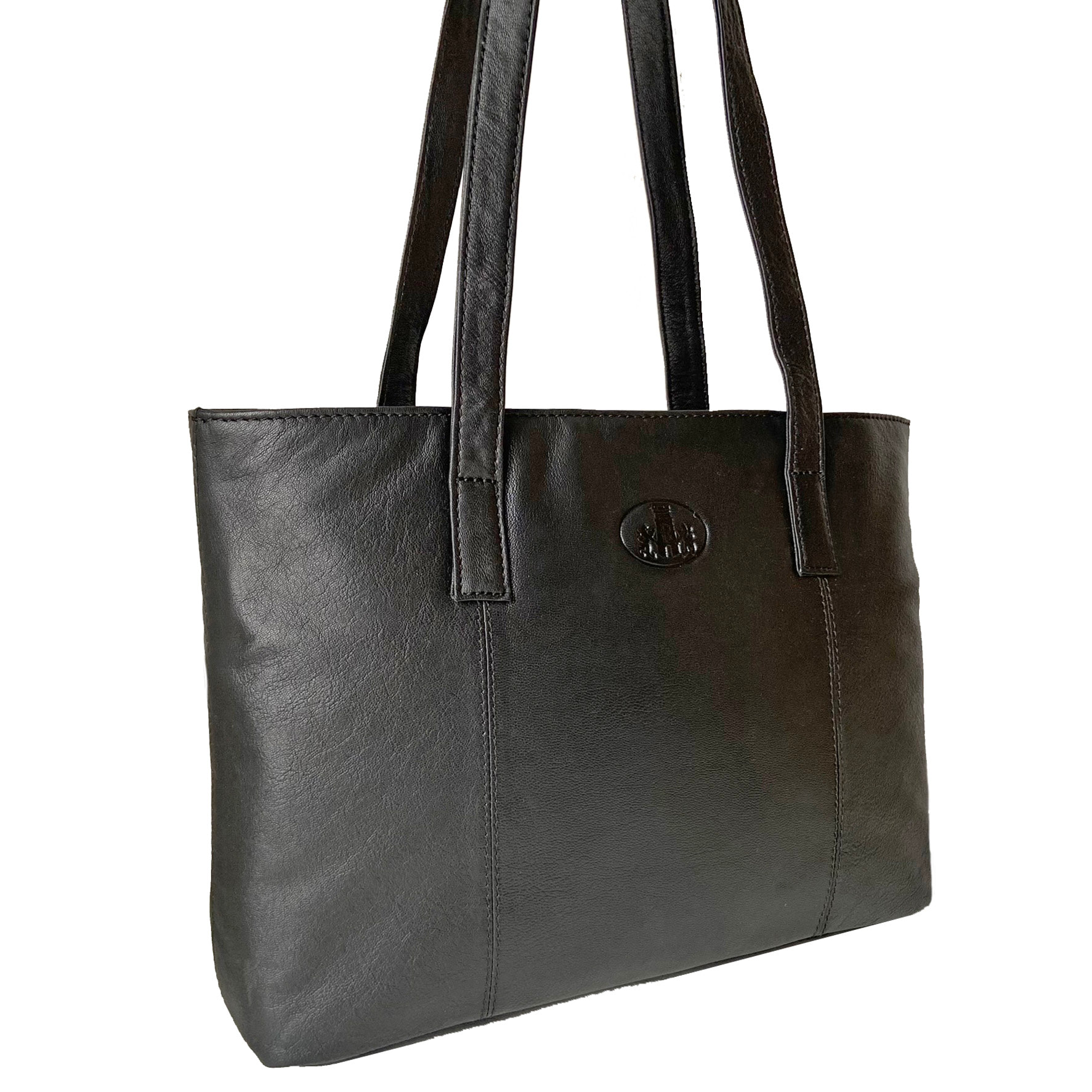 Rowallan Black Leather Shoulder Bag, Handbag