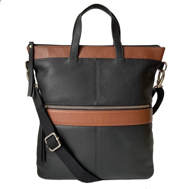 Rowallan Black Leather Multiway Bag - Backpack, Shoulder Bag, Cross ...