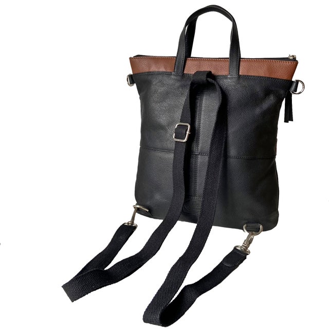 Rowallan Black Leather Multiway Bag - Backpack, Shoulder Bag, Cross ...