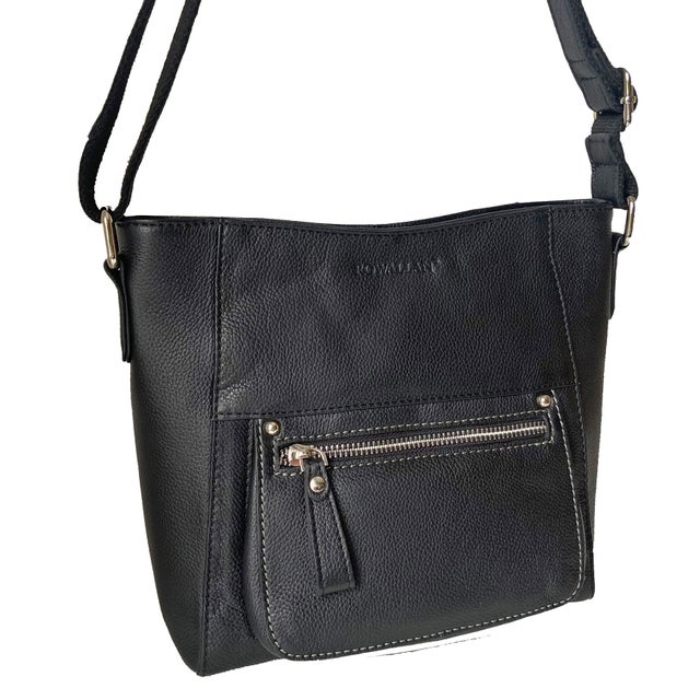 Rowallan Black Leather Shoulder Bag, Cross Body Bag