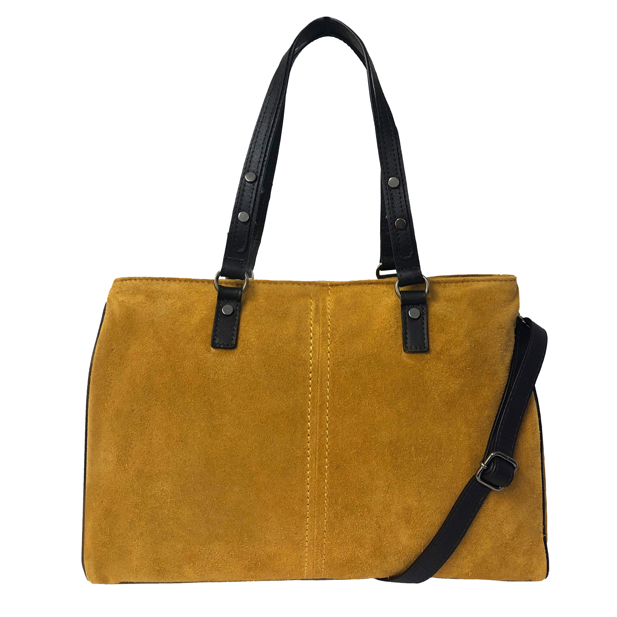 Large Rowallan Mustard Suede Leather Handbag, Tote bag, Shoulder Bag