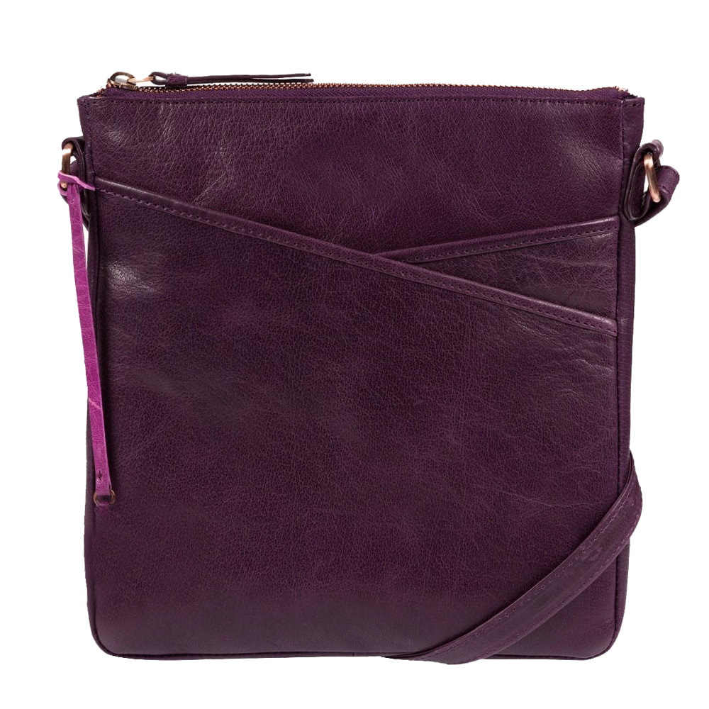 70% Off Purple Leather Cross Body Bag, Shoulder Bag