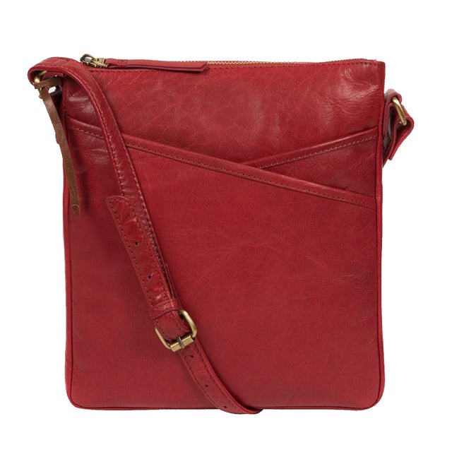 70% Off Red Leather Cross Body Bag, Shoulder Bag