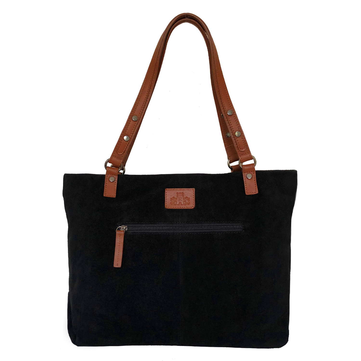 Rowallan Large Black Suede Leather Handbag, Tote bag, Shoulder Bag - SALE