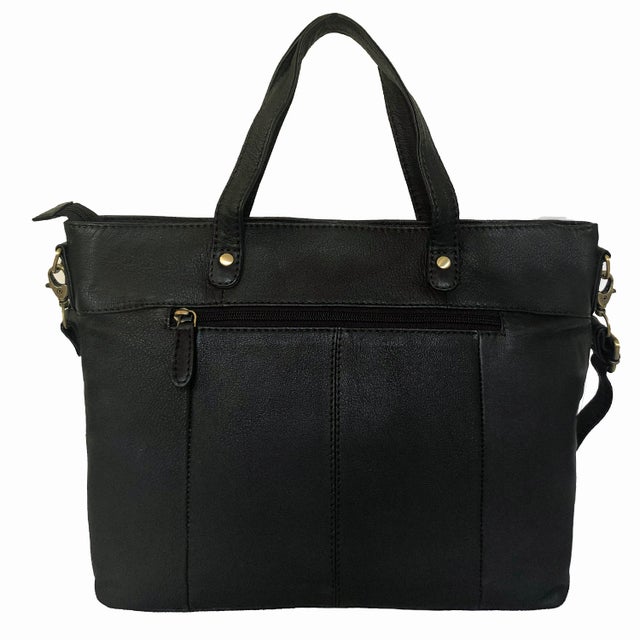 Rowallan Black Leather Shoulder Bag, Handbag, Grab Bag